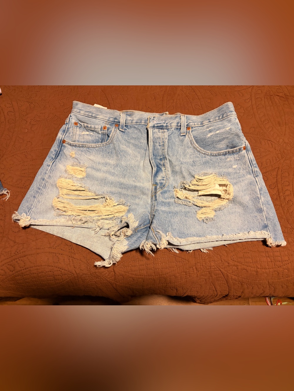 Levi's Light Blue Distressed Denim Shorts
